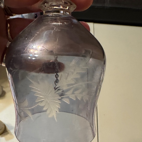 Elegant Etched Glass Bell Bluish Purple Bell - Picture 3 of 6